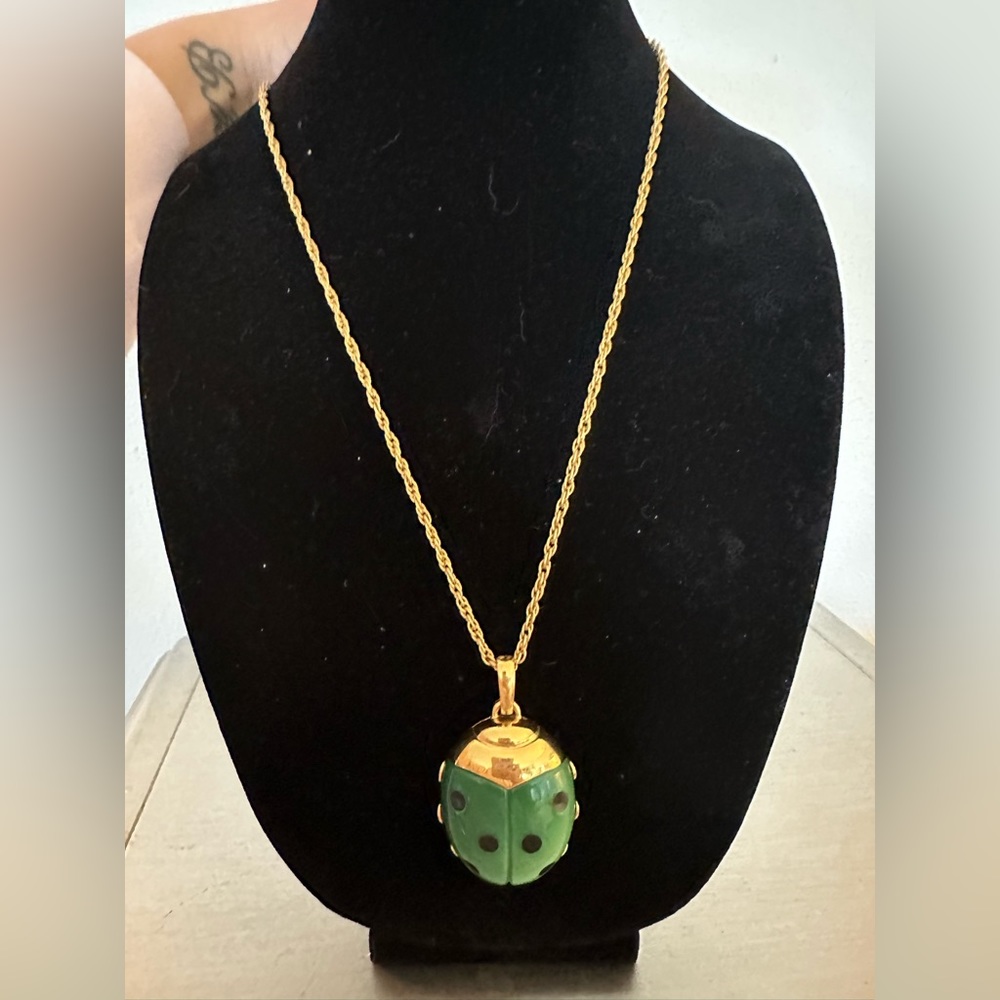 Green ladybug necklace